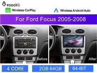 Ford Focus (2005-08) Android Car Radio 9" 2+64GB Ασύρματο CarPlay & Android Auto GPS  WiFi EQ