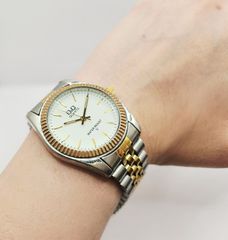 Q&Q Ανδρικό Ρολόι 35mm Μπαταρίας με Ασημί και χρυσό Μεταλλικό Μπρασελέ Α9526 ΤΙΜΗ 60 ΕΥΡΩ-thumb-5