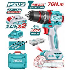 TIDLI20768E Δραπανοκατσάβιδο Κρουστικό 20V (2x2.0Ah) - ΜΕ ΜΠΑΤΑΡΙΑ & ΦΟΡΤΙΣΤΗ - TOTAL (#TIDLI20768E)