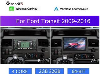 Ford Transit (2000-16) οθόνη 9" Android 2+32GB Ασύρματο CarPlay & Android Auto GPS WiFi EQ