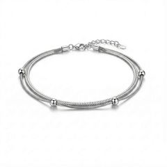 Διπλή αλυσίδα ποδιού silver anklet