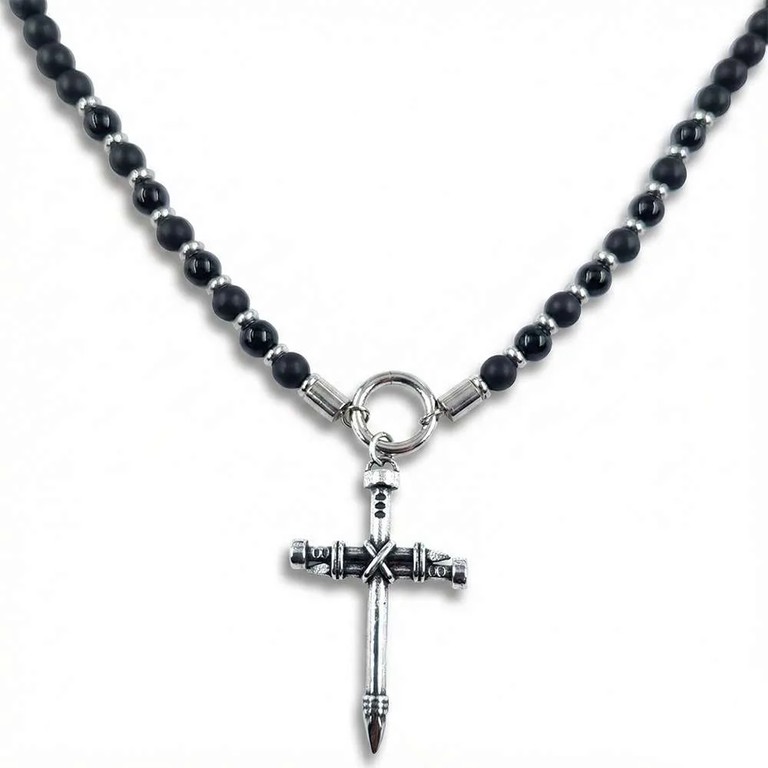 Cross chain with beads