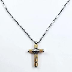 Gold cross silver chain