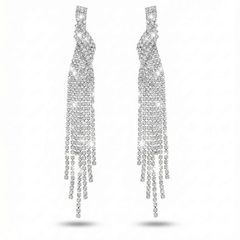 Diamonds fall silver earrings