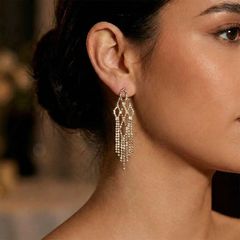 Gold rhinestone elegant earrings γυναικεία σκουλαρίκια-thumb-1