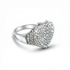 Diamonds heart silver ring