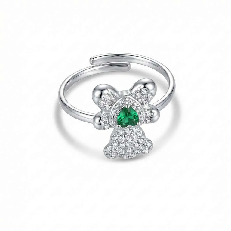 Green teddy steel ring γυναικείο δαχτυλίδι