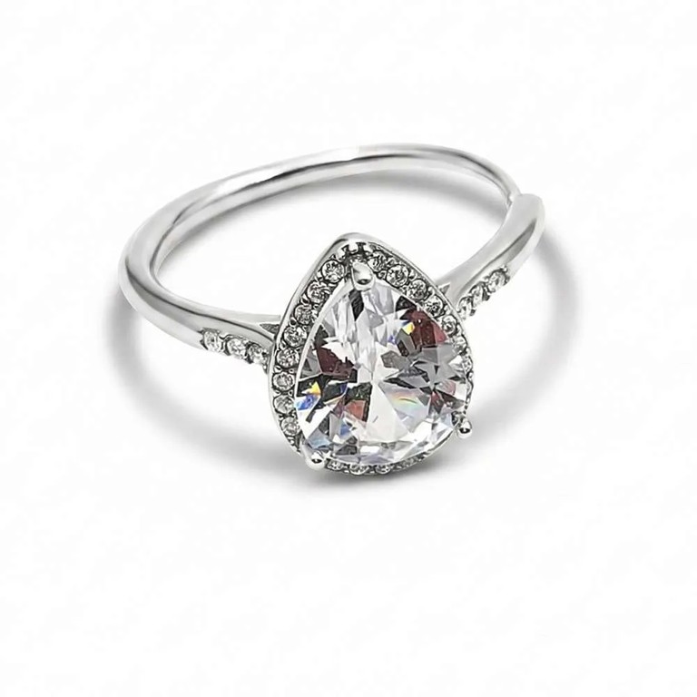 Big diamond ring silver