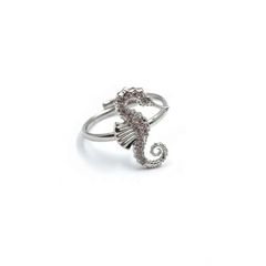 Sea horse ring silver