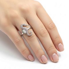 Sea horse ring silver-thumb-1