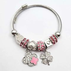 Clover pink charms bracelet