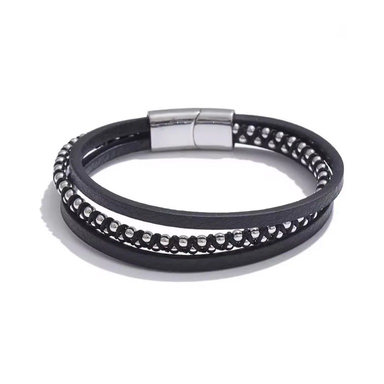 Αντρικό black leather bracelet