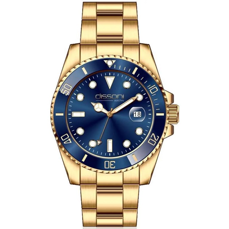 Dissoni divers date gold blue dial
