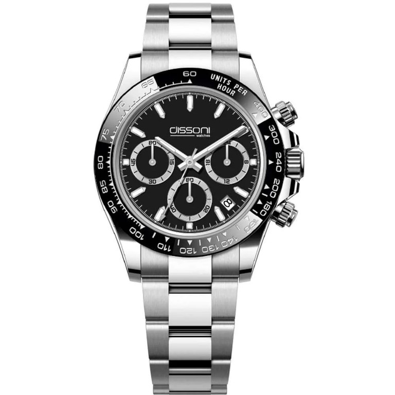 Dissoni black dial chrono date ceramic bezel