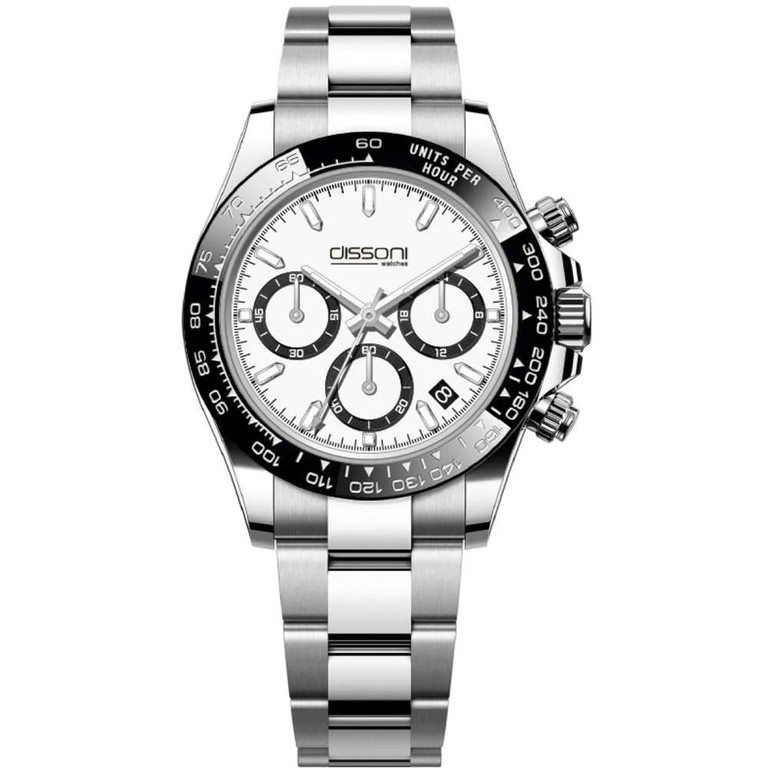 Dissoni white dial chrono date ceramic bezel