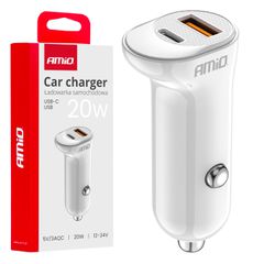 ΦΟΡΤΙΣΤΗΣ ΑΝΑΠΤΗΡΑ 12/24V ΜΕ 2 ΘΥΡΕΣ USB-C+USB 20W 5V/3AQC ΤΑΧΕΙΑΣ ΦΟΡΤΙΣΗΣ ΛΕΥΚΟΣ AMIO - 1 Τεμ.