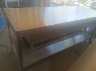 Πάγκος Εργασίας INOX  Ανοικτός Με Ένα Ράφι στην 2.00/70/86 Τροχήλατος Μέση