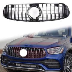 Μάσκα Για Mercedes-Benz GLC-Class X253 19+ Facelift GTR Panamericana Design Μαύρο/Χρώμιο-thumb-3