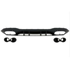 Diffuser Πίσω Προφυλακτήρα Για Mercedes-Benz A-Class W177 19+ Sedan Amg Look Με Μαύρες Μπούκες