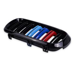 Καρδιές Μάσκας Για Bmw X5 F15 / X6 F16 13-18 M4 Look Με Διπλή Γρίλια Tri-Color Μαύρο Γυαλιστερό 2 Τεμάχια-thumb-2