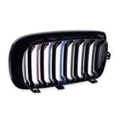 Καρδιές Μάσκας Για Bmw X5 F15 / X6 F16 13-18 M4 Look Με Διπλή Γρίλια Tri-Color Μαύρο Γυαλιστερό 2 Τεμάχια-thumb-4