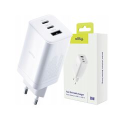 Φορτιστής τοίχου Allity GaN PD QC ATC-01-65WACC 2x USB-c 1x USB-a 65W λευκός