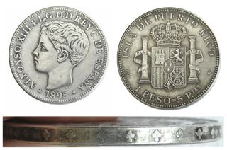 Πουερτο Ρικο 1 πεσο Puerto rico 1897 1 Peso ακριβές αντίγραφο Συλλεκτικό νόμισμα, ασημι 700