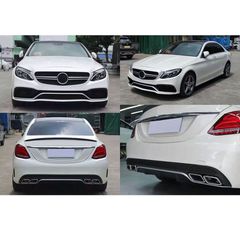 Body Kit Για Mercedes-Benz C-Class W205 14-18 Sedan Amg C63 Look Με Μάσκα & Μπούκες-thumb-7