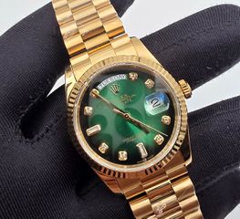 rolex 36mm diamonds πράσινο καντράν ολοχρυσο daydate αντιγραφα replica
