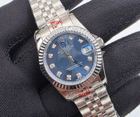 rolex γυναικειo 31mm ατσάλι μπλε καντράν diamonds datejust αντιγραφα replica