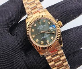 rolex γυναικειo 31mm ατσάλι πράσινο καντράν diamonds ολόχρυσο datejust αντιγραφα replica