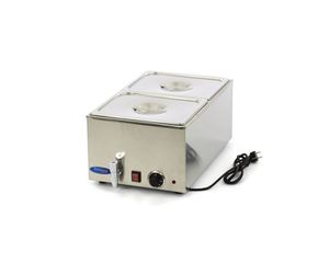INOXWEB 2027-Επαγγελματικό Bain Marie ηλεκτρικό επιτραπέζιο 2 GN 1/2 με βρυσάκι & καπάκια 33,8X54X24,8 εκ MAX-09300010