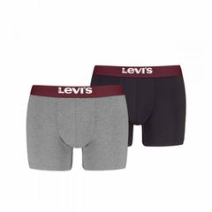 Levi's Ανδρικό Μπόξερ Οργανικό Βαμβάκι Μονόχρωμο Με Χρωματιστό Λάστιχο 2 Τεμάχια