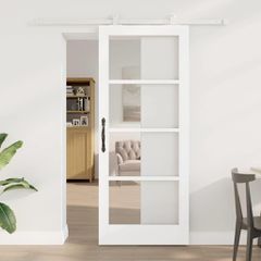 Συρόμενη Πόρτα ORKDAL 83 x 202 εκ. Μασίφ ξύλο πεύκου και γυαλί 3332054