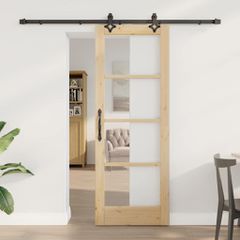 Συρόμενη Πόρτα ORKDAL 73,5 x 198,5 εκ. Φυσικό και Μαύρο 3332183