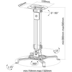 Techly Projector Ceiling Support Extension 380-580 mm Silver ICA-PM 18S-thumb-2