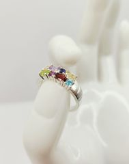 Rainbow ασημένιο 925 Δαχτυλίδι με Multicolored ζιργκόν πέτρες Α9046 ΤΙΜΗ 85 ΕΥΡΩ