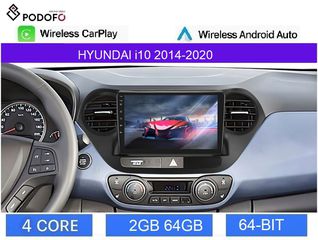 Hyundai i10 (2014-2020) Android Car Radio 9" 2+64GB Ασύρματο CarPlay & Aσύρματο Android Auto GPS WiFi EQ