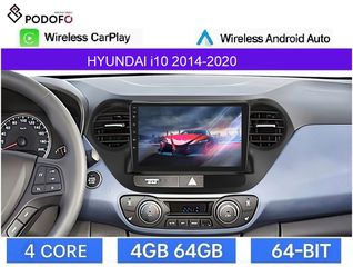 Hyundai i10 (2014-2020) Android Car Radio 9" 4+64GB Ασύρματο CarPlay & Aσύρματο Android Auto GPS WiFi EQ