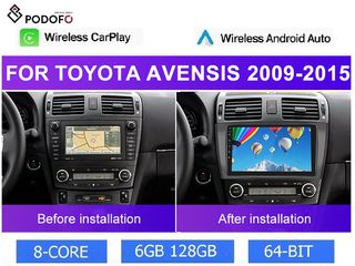 Toyota Avensis (2009-15) Android 13 Οθόνη 9" | 6GB RAM + 128GB ROM | Ασύρματο CarPlay & Aσύρματο Android Auto | GPS, WiFi, DSP