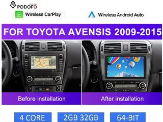 Toyota Avensis (2009-15) Car Radio 9" 2+32GB Ασύρματο CarPlay & Aσύρματο Android Auto GPS WiFi EQ