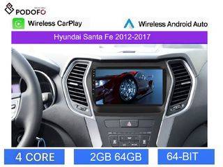 Hyundai Santa Fe (2013-2017) Android Car Radio 9" 2+64GB Ασύρματο CarPlay & Aσύρματο Android Auto GPS WiFi EQ