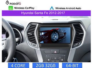 Hyundai Santa Fe (2013-2017) Android Car Radio 9" 2+32GB Ασύρματο CarPlay & Aσύρματο Android Auto GPS WiFi EQ