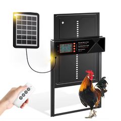 ΜΕΤΑΛΛΙΚΗ ΕΠΑΝΑΦΟΡΤΙΖΟΜΕΝΗ ΑΥΤΟΜΑΤΗ ΠΟΡΤΑ ΓΙΑ ΚΟΤΕΤΣΙ ΜΕ ΗΛΙΑΚΟ ΠΑΝΕΛ, ΤΗΛΕΧΕΙΡΙΣΤΗΡΙΟ ΧΡΟΝΟΔΙΑΚΟΠΤΗ ΚΑΙ ΑΙΣΘΗΤΗΡΑ ΦΩΤΟΣ