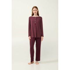 Vamp Γυναικεία Πυτζάμα Μακρύ Μανίκι Micromodal Πατιλέτα Polka Dot