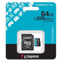 Κάρτα μνήμης Micro SDXC C10 UHS-l U3 Kingston Canvas Go! Plus 200MB/s 64GB + 1 ADP