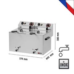 INOXWEB 2026-Φριτέζα ηλεκτρική διπλή 8+8 lt με βρυσάκια απορροής FE 77 V