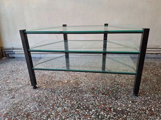 Μεταλλικό τραπέζι με γυάλινα ράφια 100*41,5*58cm