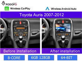 Toyota Auris (2007-12) Οθόνη 10.1" Android 13 | 6GB RAM + 128GB ROM | Ασύρματο CarPlay & Aσύρματο Android Auto | GPS, WiFi, DSP
