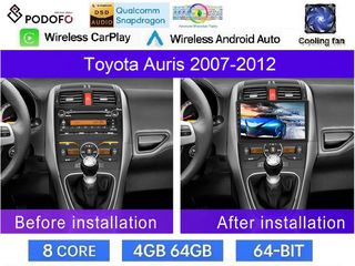 Toyota Auris (2007-12) Android Οθόνη 10.1" | Snapdragon 460 | 8-core | 4GB RAM + 64GB ROM | Ασύρματο CarPlay & Android Auto GPS WiFi DSP FM/RDS